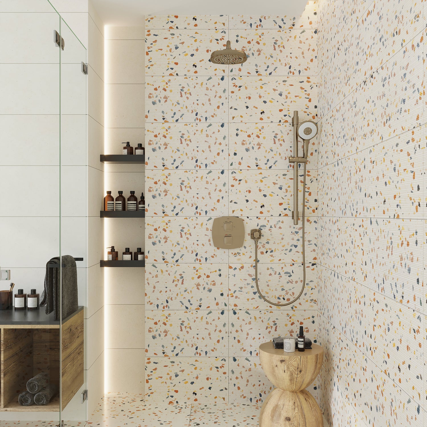 Sample - Beige 12x24 Textured Terrazzo Large Tile (7.75 sq ft/case, 4-Pack)