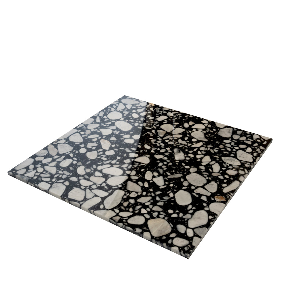 Jet Black 24x24 Polished Square Terrazzo Large Format Tile