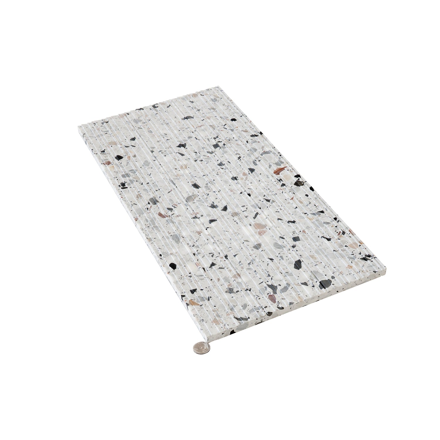 Sample - White 12x24 Fluted Terrazzo Large Tile (7.75 sq ft/case, 4-Pack)