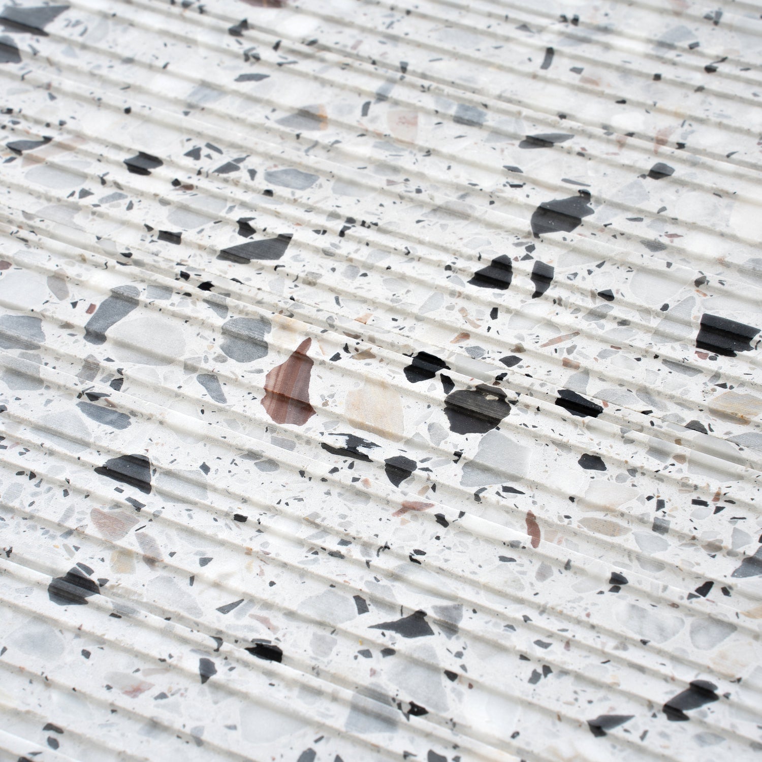 Sample - White 12x24 Fluted Terrazzo Large Tile (7.75 sq ft/case, 4-Pack)
