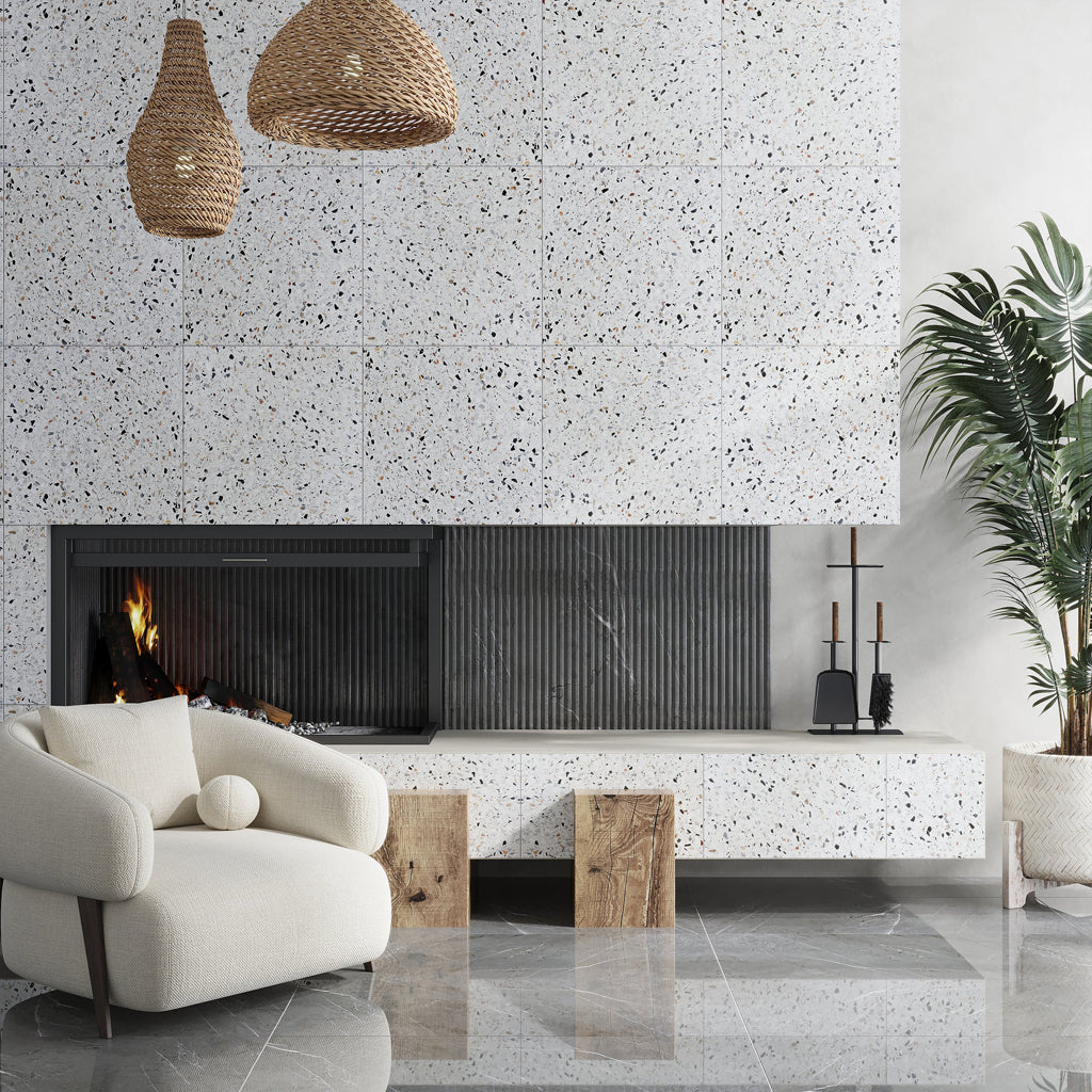 Sample - White 24x24 Honed Terrazzo Large Tile (7.75 sq ft/case, 2-Pack)