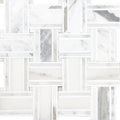 Sample - White Gray 12x12 Polished Basketweave Calacatta Gold, Thassos Mosaic Tile (5 pack, 4.83 sq ft/case)