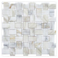 Sample - White Gray 12x12 Polished Basketweave Calacatta Gold Thassos Marble Mosaic Tile (5 pack, 5 sq ft/case)