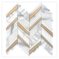 White Gray with Gold 12x12 Polished Chevron Marble Brass Mosaic Tile (5 pack, 5 sq ft/case)