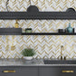 White Gray with Gold 12x12 Polished Chevron Marble Brass Mosaic Tile (5 pack, 5 sq ft/case)
