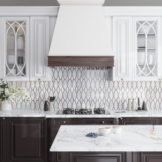 White Gray 10x13 Polished Diamond Calacatta, Thassos, Lagos Azul Mosaic Tile (5 pack, 4.68 sq ft/case)