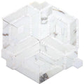 White gray Calacatta Gold and Thassos polished mosaic tile with tumbling cube geometric pattern
