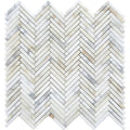 Sample - White Gray 11x11 Honed Herringbone Calacatta Gold Mosaic Tile (5 pack, 4.2 sq ft/case)