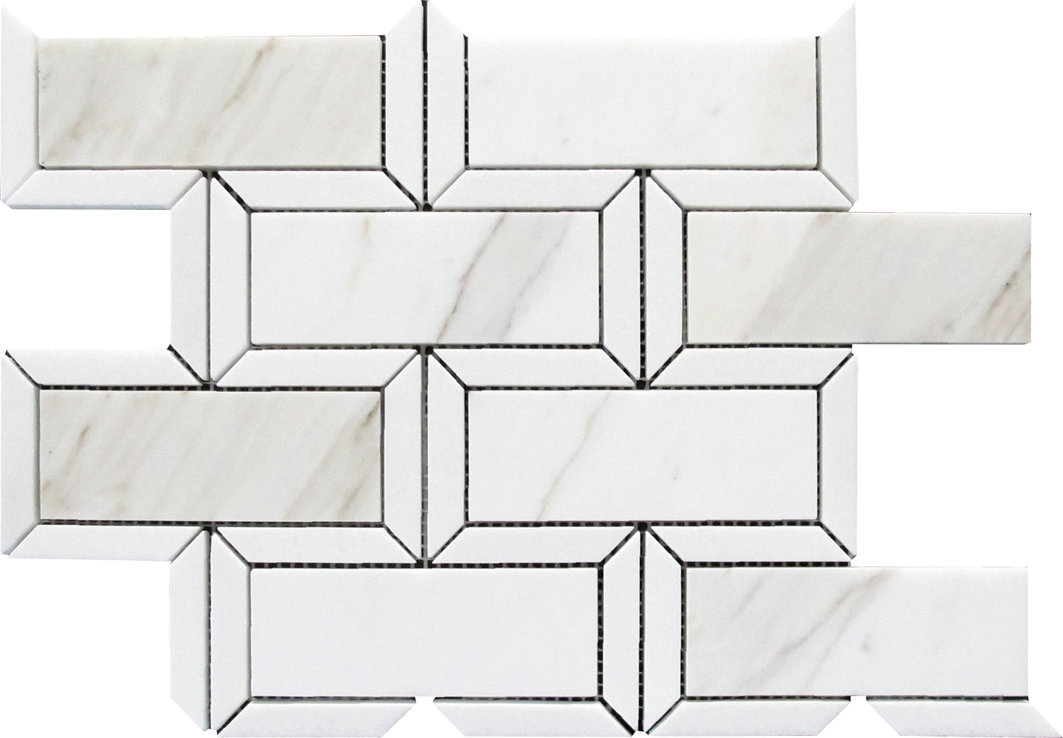 Serena 10x12 White Gray Calacatta Gold, Thassos Mosaic Framed Brick Wall and Floor Tile (5 Pack, 4 sq ft/case) - Sample