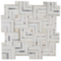 Sample - White Gray 10x10 Polished Chevron Calacatta Gold, Thassos Mosaic Tile (5 pack, 3.47 sq ft/case)