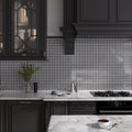 Sample - Eastern Black White 12x12 Polished Basketweave Marble Mosaic Tile (5 pack, 5 sq ft/case)
