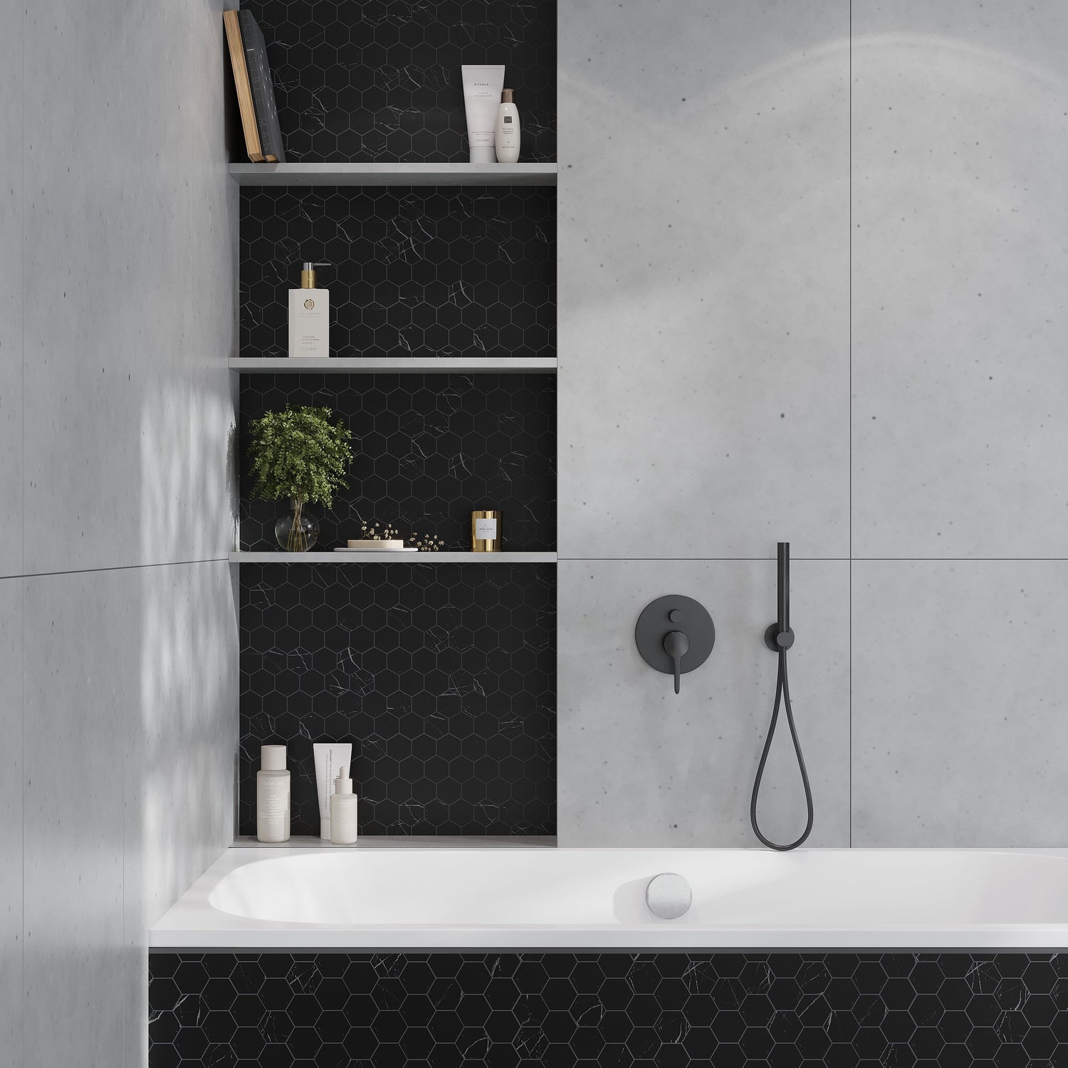 Eastern Black 12x12 Honed Hexagon Marble Mosaic Tile (5 pack, 4.83 sq ft/case)