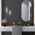 Sample - Eastern Black 11x12 Tumbled Penny Round Marble Mosaic Tile (5 pack, 4.83 sq ft/case)