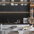 Sample - Eastern Black Thassos White 12x13 Polished Brick Marble Mosaic Tile (5 pack, 5.28 sq ft/case)
