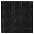Polished Eastern Black marble mosaic tile with small square chips and subtle white veining