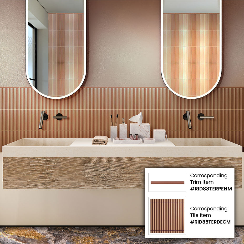 Red 2x8 Matte Ceramic Subway Deco Tile (38 pack, 4.1 sq ft/case) - Sample