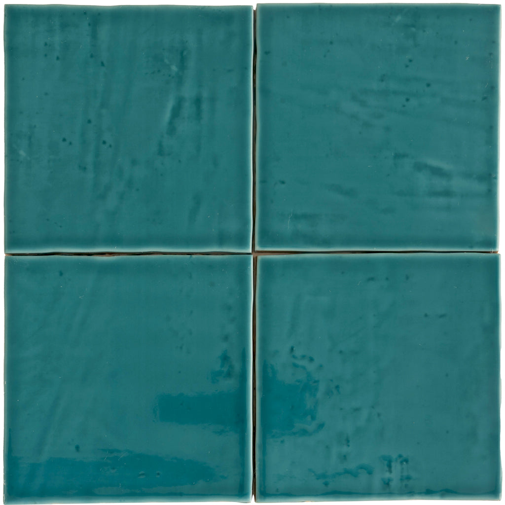 Terralis 5.9 in. x 5.9 in. Glossy Turquoise Blue Porcelain Square Wall and Floor Tile (4.65 sq ft/case) - 19 Pack