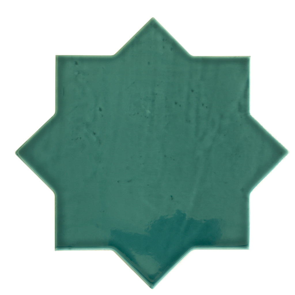 Terralis 7 in. x 7 in. Glossy Turquoise Blue Porcelain Star Wall and Floor Tile (6.46 sq ft/case) - 16 Pack