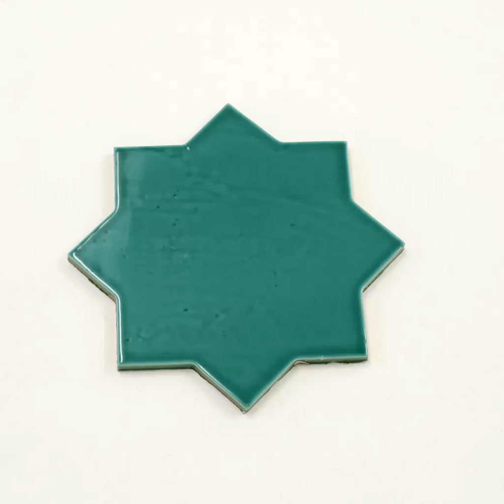 Terralis 7 in. x 7 in. Glossy Turquoise Blue Porcelain Star Wall and Floor Tile (6.46 sq ft/case) - 16 Pack