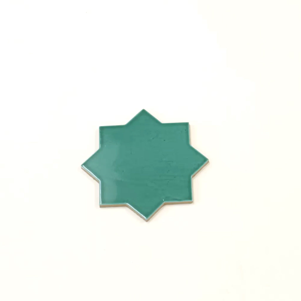 Terralis 7 in. x 7 in. Glossy Turquoise Blue Porcelain Star Wall and Floor Tile (6.46 sq ft/case) - 16 Pack