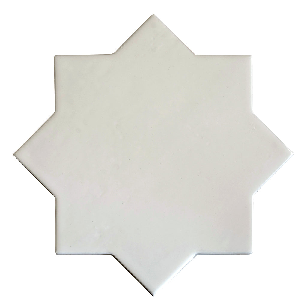 Terralis 7 in. x 7 in. Glossy Pearl White Porcelain Star Wall and Floor Tile (6.46 sq ft/case) - 16 Pack