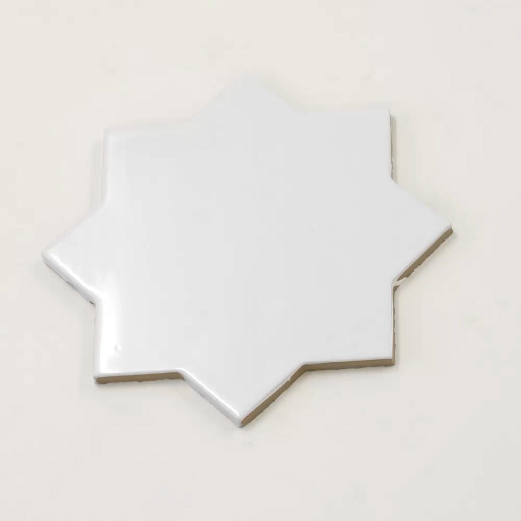 Terralis 7 in. x 7 in. Glossy Pearl White Porcelain Star Wall and Floor Tile (6.46 sq ft/case) - 16 Pack