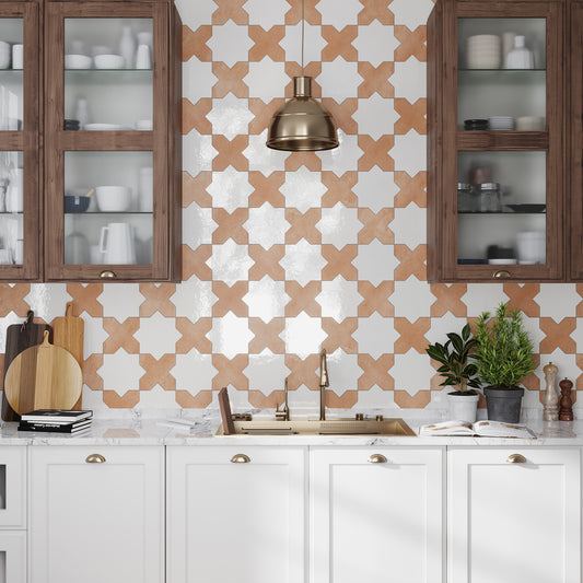 Pearl White 7x7 Glossy Star Porcelain Tile (16 pack, 6.46 sq ft/case)