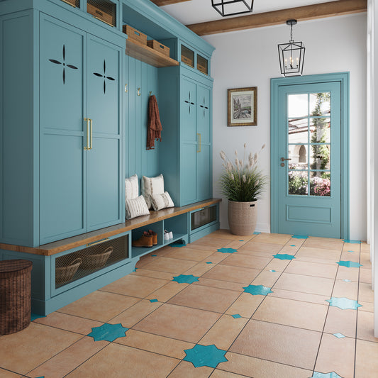 Turquoise Blue 7x7 Glossy Star Porcelain Tile (16 pack, 6.46 sq ft/case)