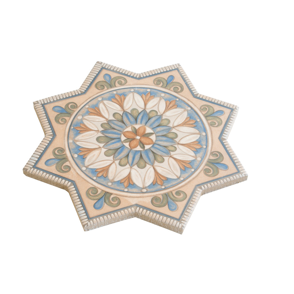 Terralis 7 in. x 7 in. Matte Taupe, Sage Green-Blue Terracotta Porcelain Star Wall and Floor Tile (6.46 sq ft/case) - 16 Pack