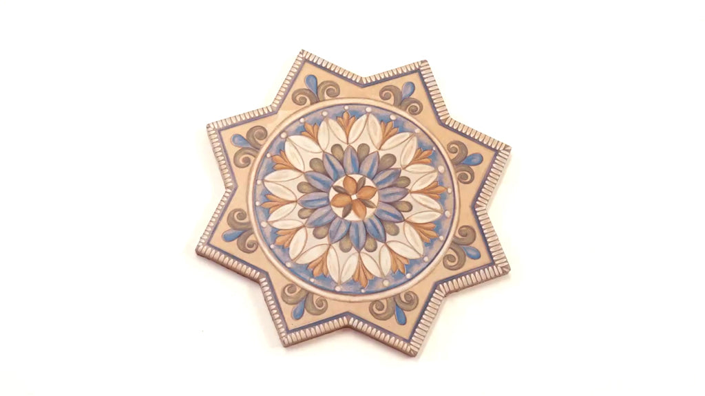 Terralis 7 in. x 7 in. Matte Taupe, Sage Green-Blue Terracotta Porcelain Star Wall and Floor Tile (6.46 sq ft/case) - 16 Pack