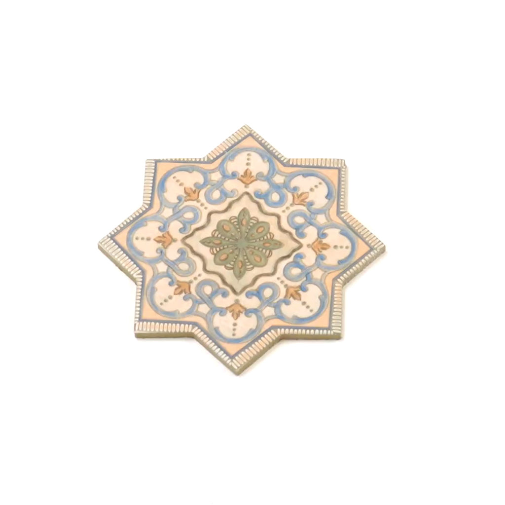 Terralis 7 in. x 7 in. Matte Beige, Soft Gray-Blue Terracotta Porcelain Star Wall and Floor Tile (6.46 sq ft/case) - 16 Pack