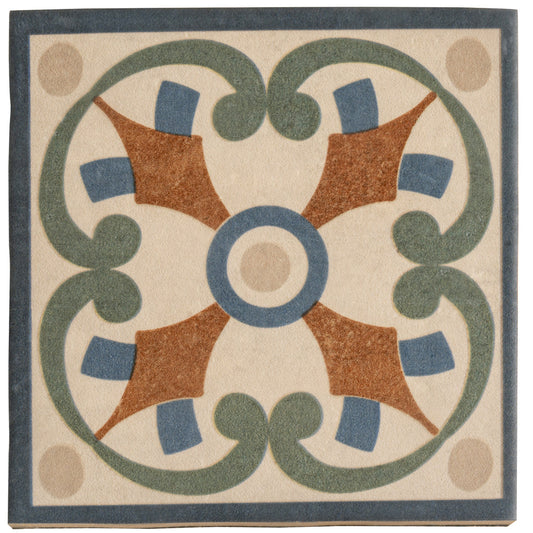 Sample-Terracotta Blue Green 6x6 Matte Square Porcelain Tile (19 pack, 4.65 sq ft/case)