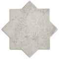 6x6 matte light ash beige star-shaped porcelain tile with subtle texture and neutral tones
