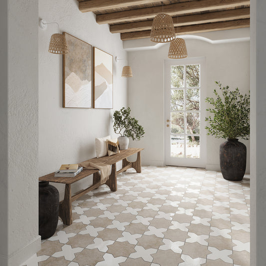 Light Ash Beige 6x6 Matte Star Porcelain Tile (16 pack, 4.2 sq ft/case)