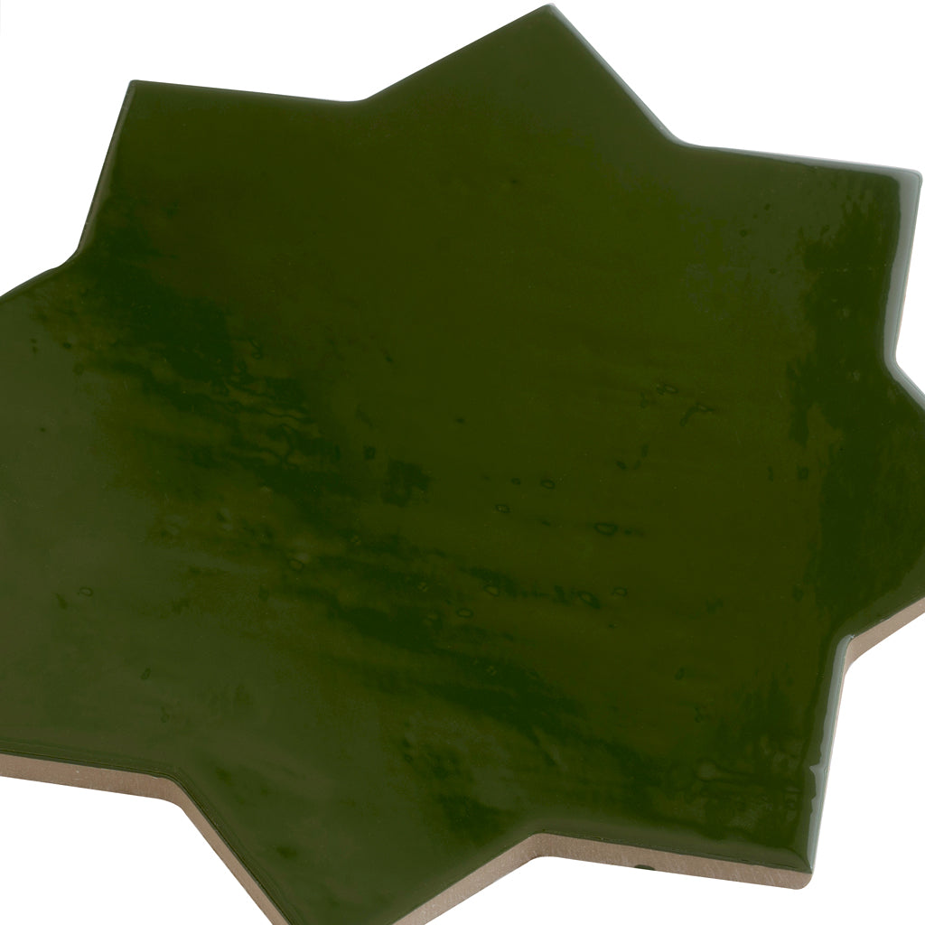 Terralis 7 in. x 7 in. Glossy Deep Forest Green Porcelain Star Wall and Floor Tile (6.46 sq ft/case) - 16 Pack