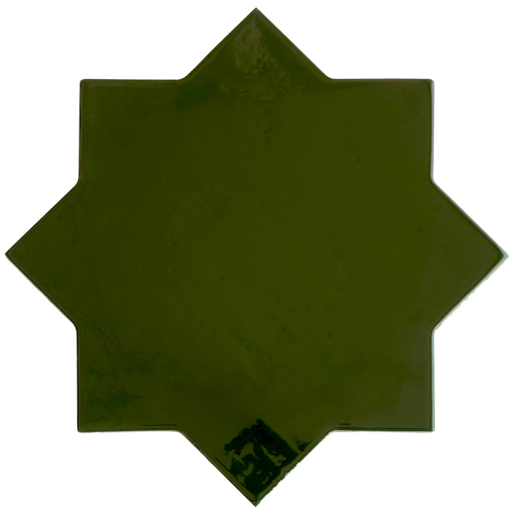 Terralis 7 in. x 7 in. Glossy Deep Forest Green Porcelain Star Wall and Floor Tile (6.46 sq ft/case) - 16 Pack