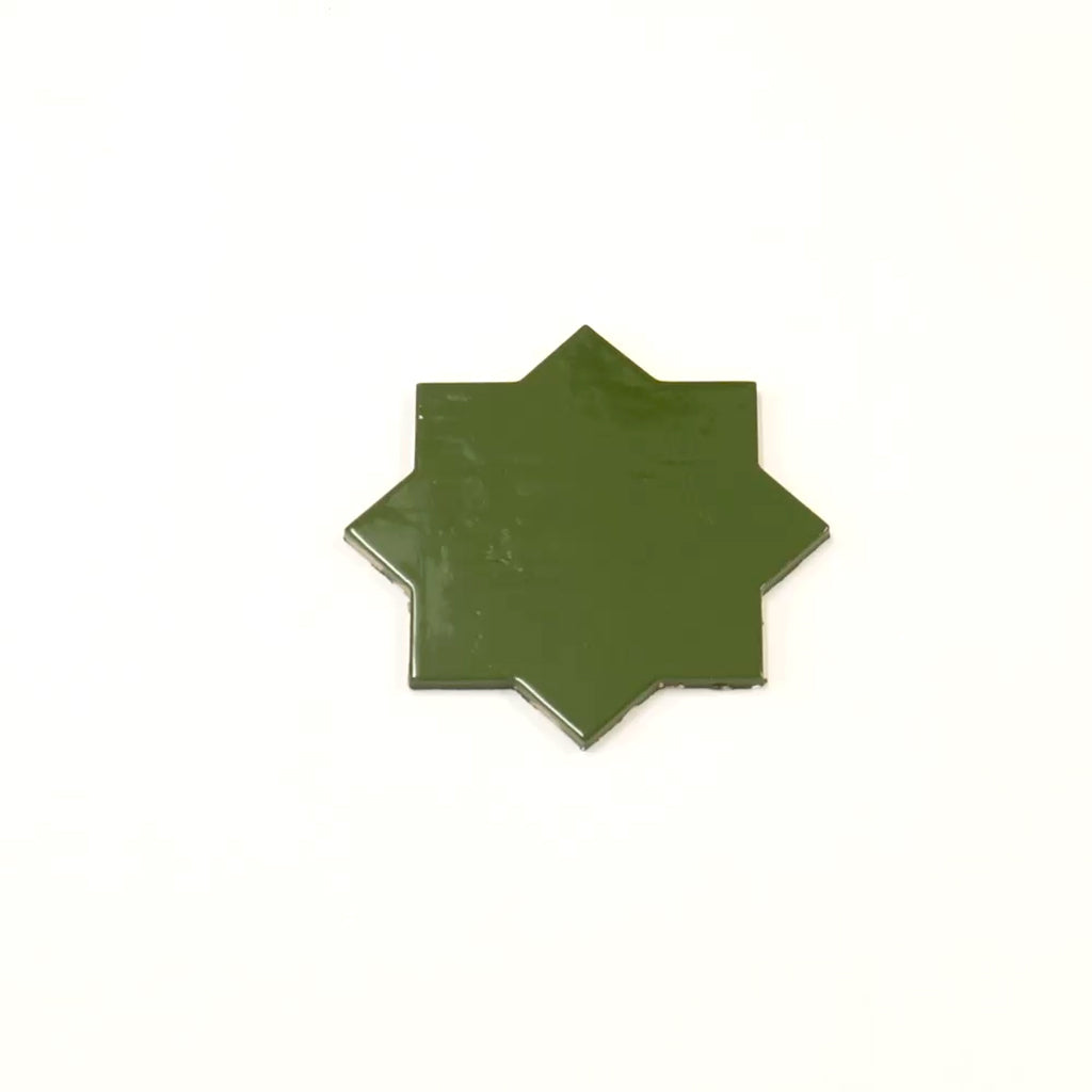 Terralis 7 in. x 7 in. Glossy Deep Forest Green Porcelain Star Wall and Floor Tile (6.46 sq ft/case) - 16 Pack