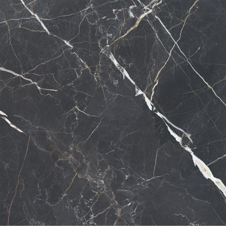 Splendor 48x48 Charcoal Black Porcelain Large Format Sqaure Veining Wall and Floor Tile (1 Pack, 15.5 sq ft/case)