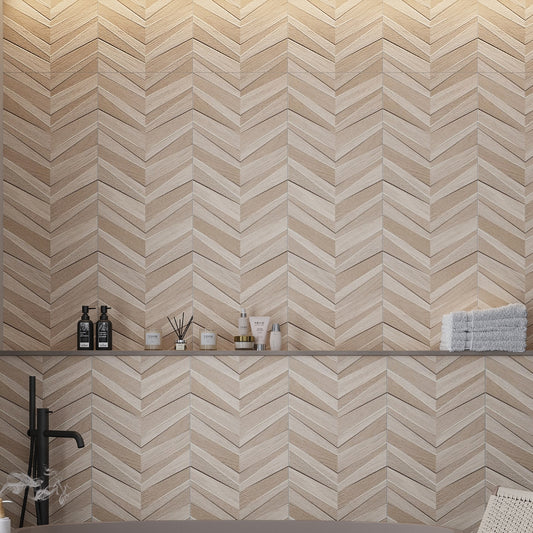 Dark Brown Beige 16x48 Matte Chevron Ceramic Large Format Tile (3 pack, 15.5 sq ft/case)