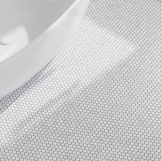 Snow White 11x12 Polished Round Thassos Marble Mosaic Tile (5 pack, 4.47 sq ft/case)