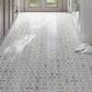 Warm beige Thassoss white 10x10 polished bowtie mosaic tile floor with crystal sand finish