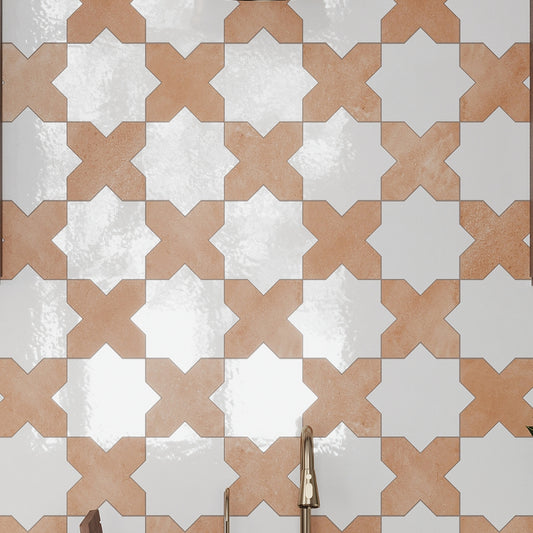 Pearl White 7x7 Glossy Star Porcelain Tile (16 pack, 6.46 sq ft/case)