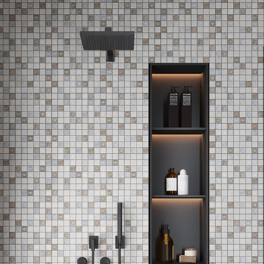 Cream Soft Earthy 12x12 Foiled Texture Square Stone Mosaic Tile (5 pack, 5 sq ft/case)