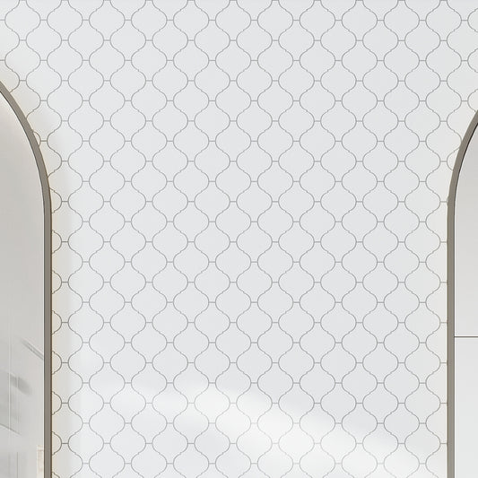 Snow White 10x11 Polished Arabesque Thassos Marble Mosaic Tile (5 pack, 3.75 sq ft/case)