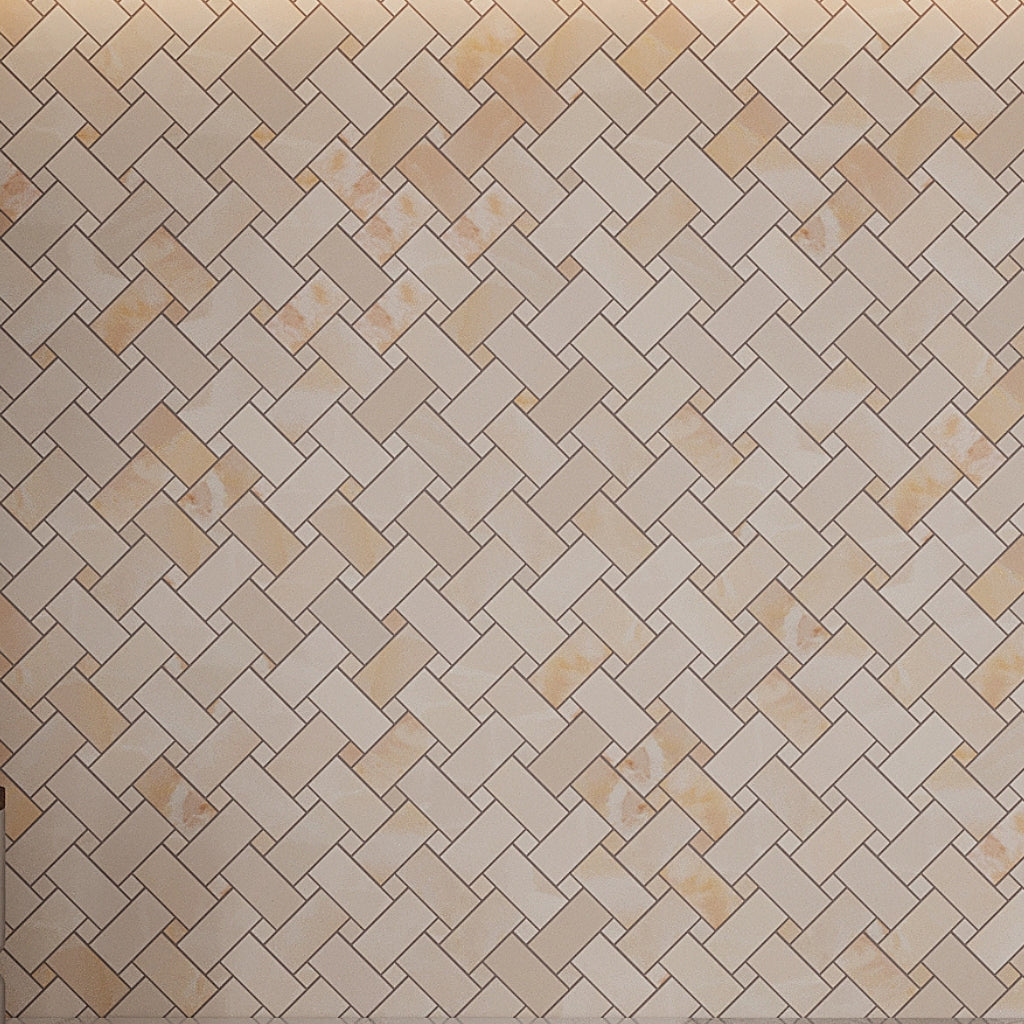 crepe pink 12x12 matte basketweave porcelain mosaic tile with subtle beige and blush tones