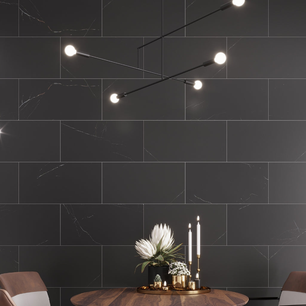 Eastern Black 12x24 Honed Rectangle, Brick Marble Large Format Tile (5 pack, 10 sq ft/case)