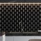 polished eastern black thassos white 12x13 marble mosaic tile with brick pattern and white square accents