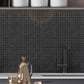 eastern black polished 12x12 square marble mosaic tile with dark onyx black finish and subtle veining