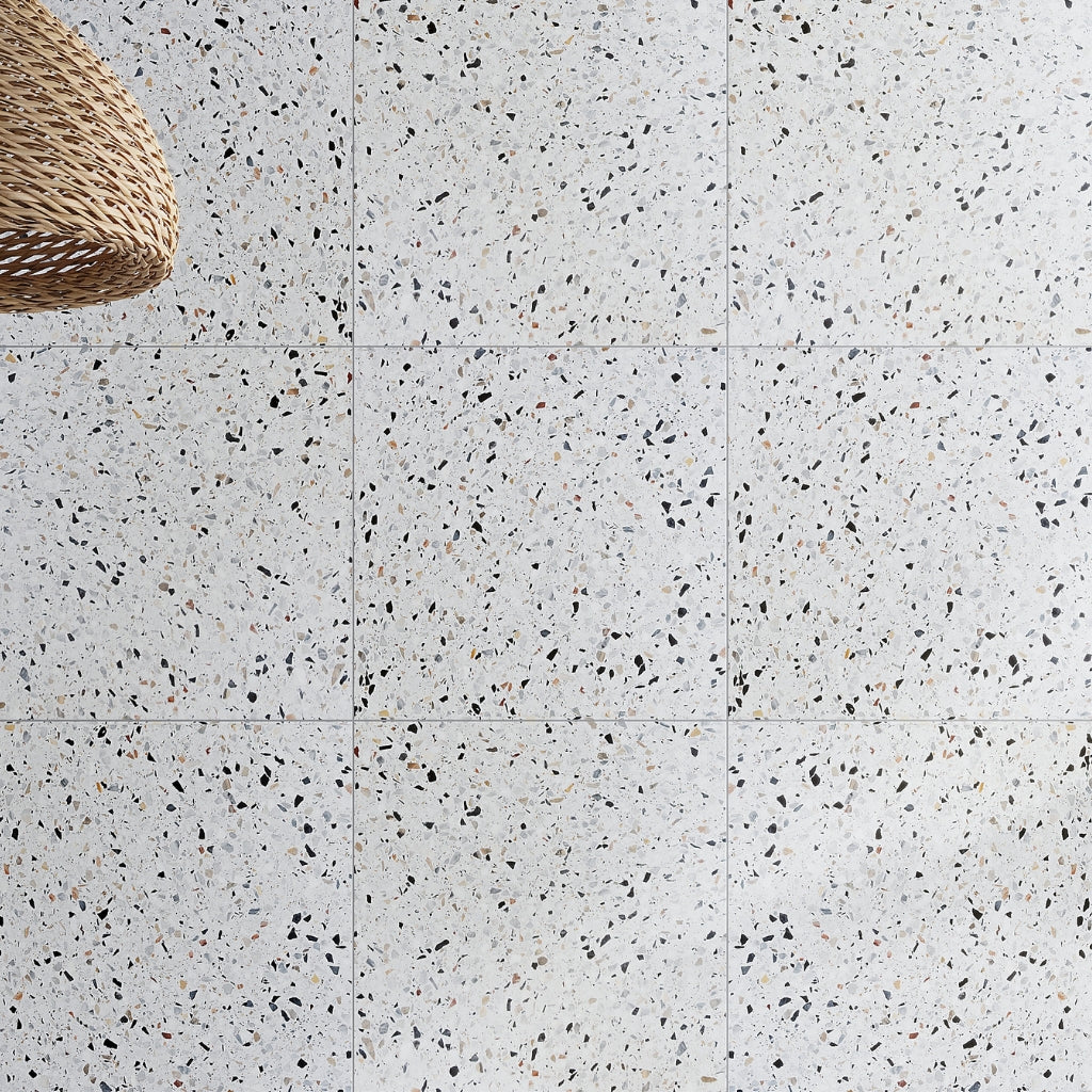 White 24x24 Honed Terrazzo Large Tile (7.75 sq ft/case, 2-Pack)
