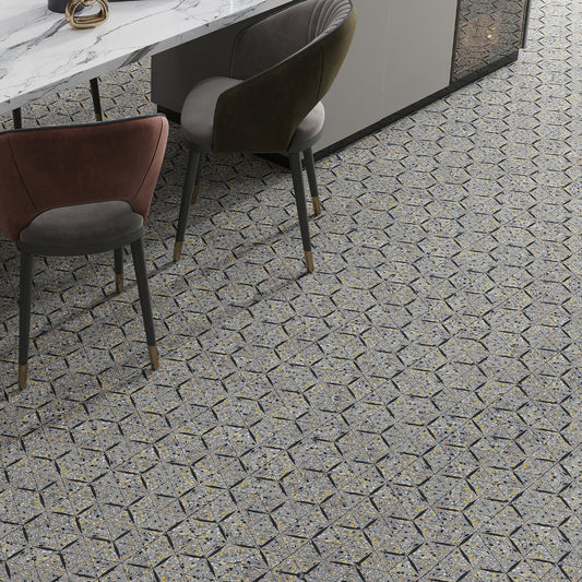 Charcoal Gray Black 11x13 Honed Triangle Terrazzo Limestone Marble Mosaic Tile (5 pack, 4.77 sq ft/case)